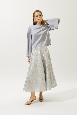 Satin Wide Sleeve Blouse Lilac