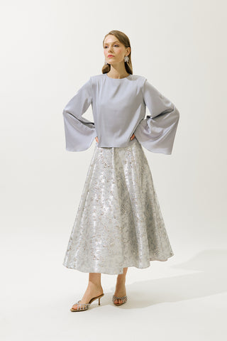 Satin Wide Sleeve Blouse Lilac