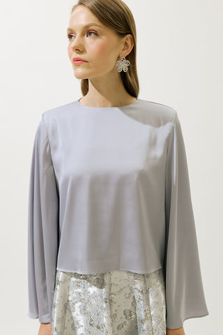 Satin Wide Sleeve Blouse Lilac