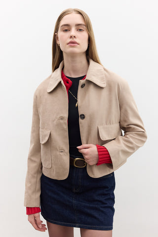 Faux Suede Short Jacket Sand
