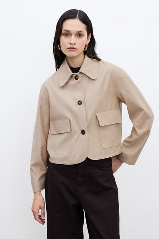 Faux Suede Short Jacket Sand