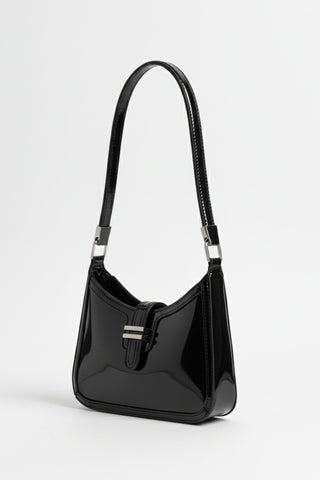 Patent Buckle Shoulder Bag Black