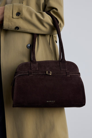 Belted Faux Leather Bag Brown