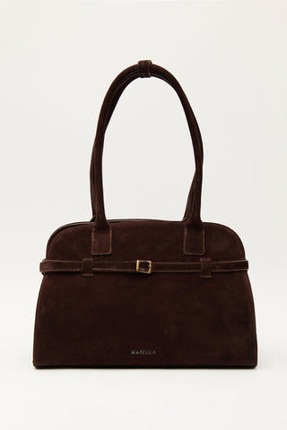 Belted Faux Leather Bag Brown