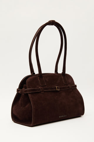 Belted Faux Leather Bag Brown
