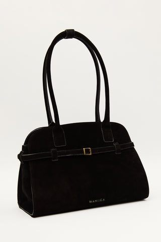 Belted Faux Leather Bag Black