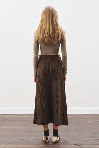 Knit Flared Skirt Brown