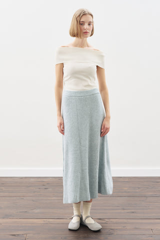 Knit Flared Skirt Blue