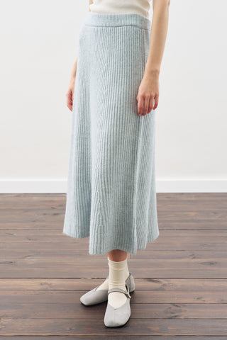 Knit Flared Skirt Blue