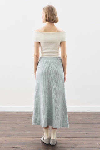 Knit Flared Skirt Blue