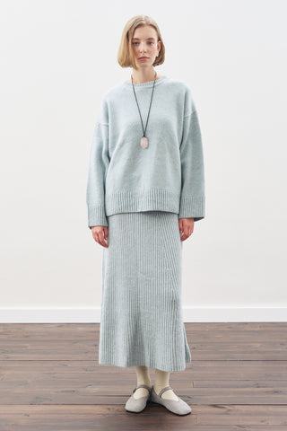 Knit Flared Skirt Blue