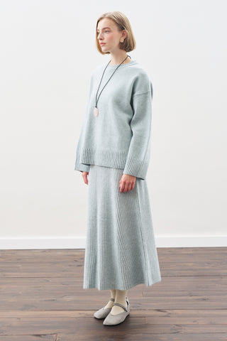 Knit Flared Skirt Blue