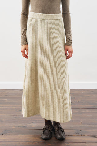 Knit Flared Skirt Beıge