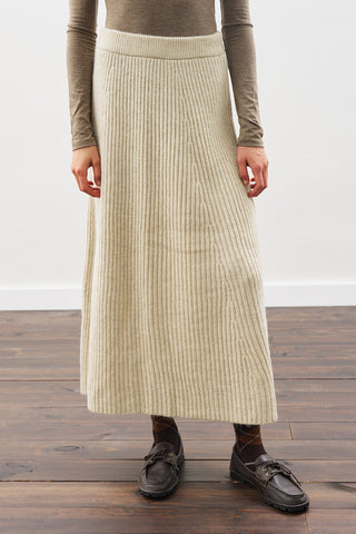 Knit Flared Skirt Beıge
