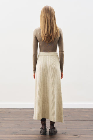 Knit Flared Skirt Beıge