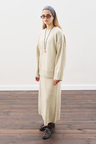 Knit Flared Skirt Beıge