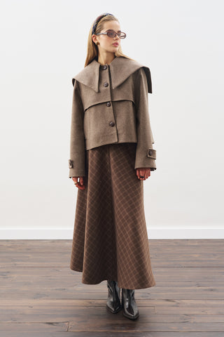 Button-Detail Wool Coat Mınk