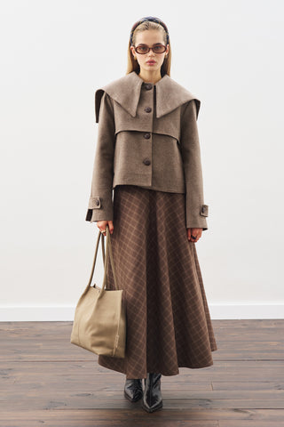 Button-Detail Wool Coat Mınk