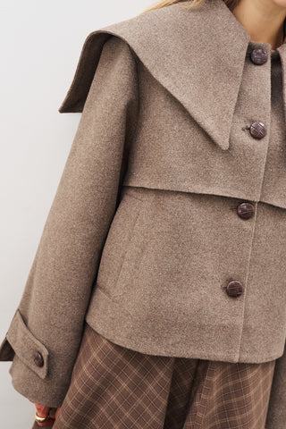 Button-Detail Wool Coat Mınk