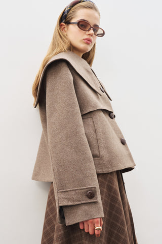 Button-Detail Wool Coat Mınk