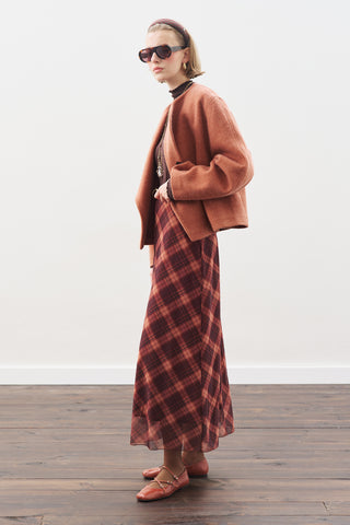 Patterned Tulle Skirt Brown Plaıd