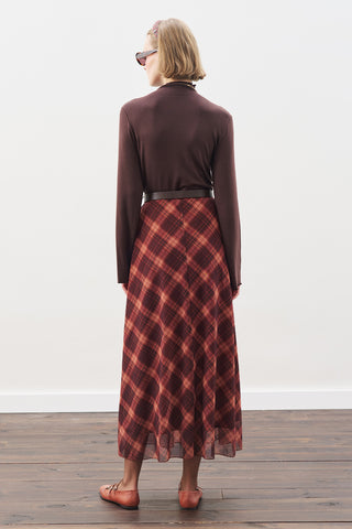 Patterned Tulle Skirt Brown Plaıd
