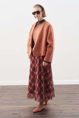 Patterned Tulle Skirt Brown Plaıd