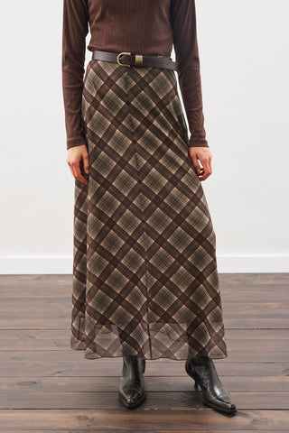 Patterned Tulle Skirt Green Plaıd