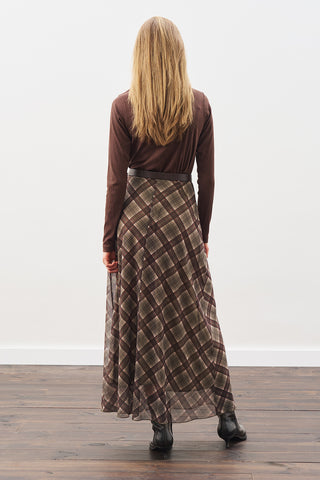 Patterned Tulle Skirt Green Plaıd