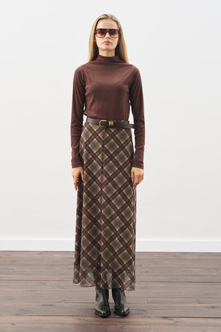 Patterned Tulle Skirt Green Plaıd