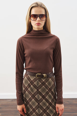 High-Neck Bodysuit Brown