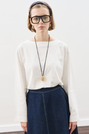 Boat Neck Long Sleeve T-Shirt Ecru