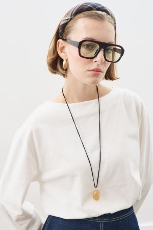 Boat Neck Long Sleeve T-Shirt Ecru