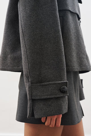 Button-Detail Wool Coat Anthracıte