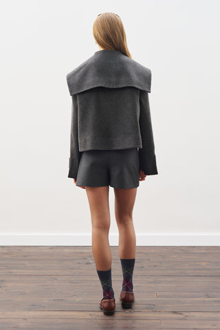 Button-Detail Wool Coat Anthracıte