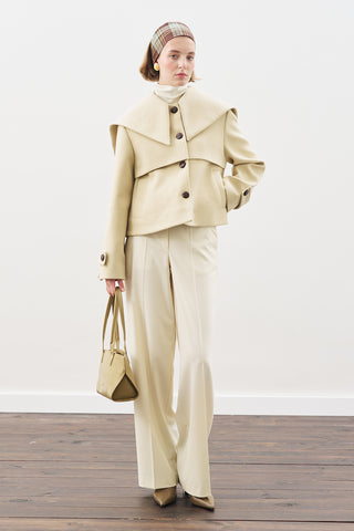 Button-Detail Wool Coat Sand