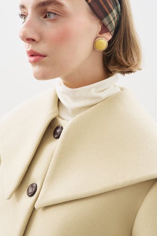 Button-Detail Wool Coat Sand