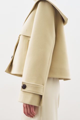 Button-Detail Wool Coat Sand