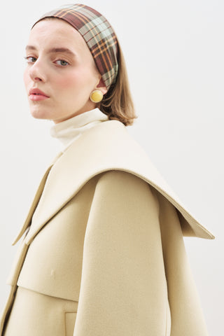 Button-Detail Wool Coat Sand