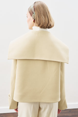 Button-Detail Wool Coat Sand