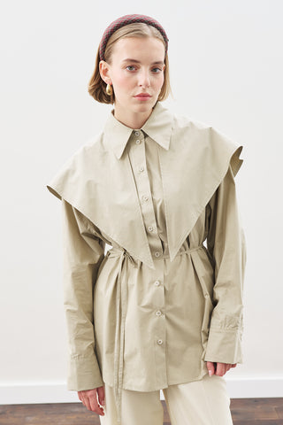 Oversized Shirt With Triangle Scarf Stone