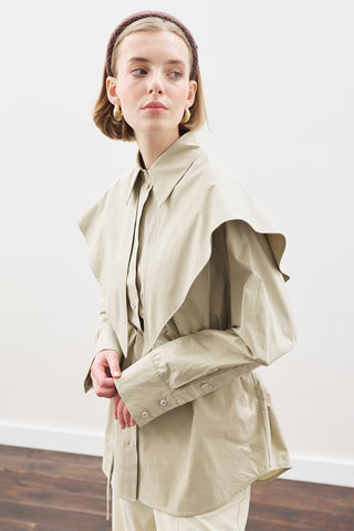 Oversized Shirt With Triangle Scarf Stone