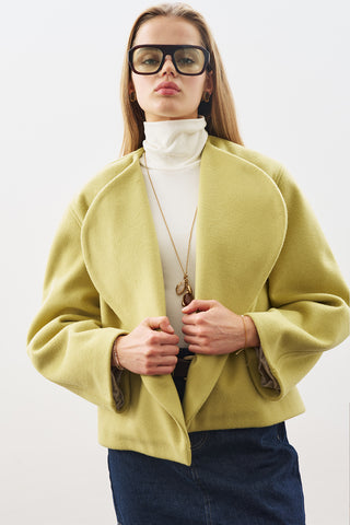 Wool Short Jacket Olıve Green