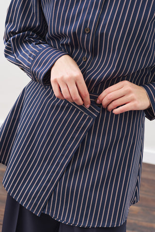 Shirt With Tie Accessory Navy Strıped