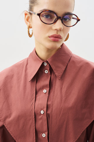 Oversized Shirt With Triangle Scarf Cinnamon Bark