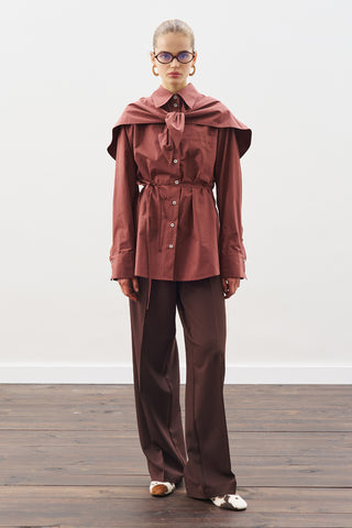 Oversized Shirt With Triangle Scarf Cinnamon Bark