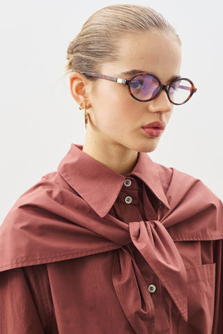 Oversized Shirt With Triangle Scarf Cinnamon Bark