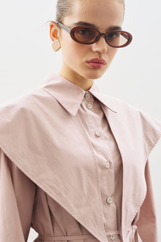 Oversized Shirt With Triangle Scarf Soft Pınk