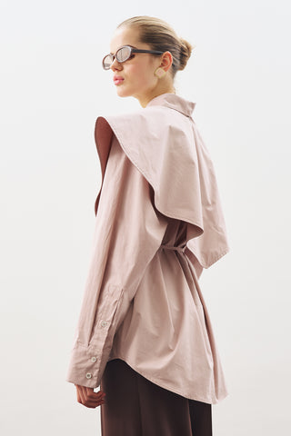 Oversized Shirt With Triangle Scarf Soft Pınk
