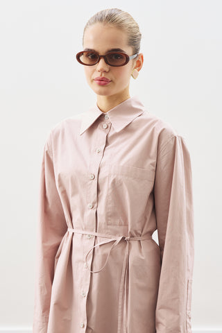 Oversized Shirt With Triangle Scarf Soft Pınk